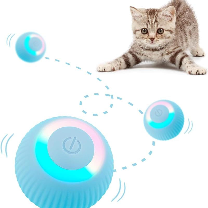 Four Angels-Smart Interactive Cat Ball Toy, Automatic Rolling Ball for Indoor Cats Self Play, Power Ball Cat Toy with LED Light Automatic Cat--Mggq