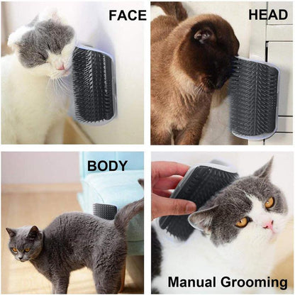 Cat Corner Self Groomer 2-Pack with Catnip, Wall-Mounted Grooming Brush for Dogs and Cats, Gentle Massage, High-Quality Plastic Fur Removal