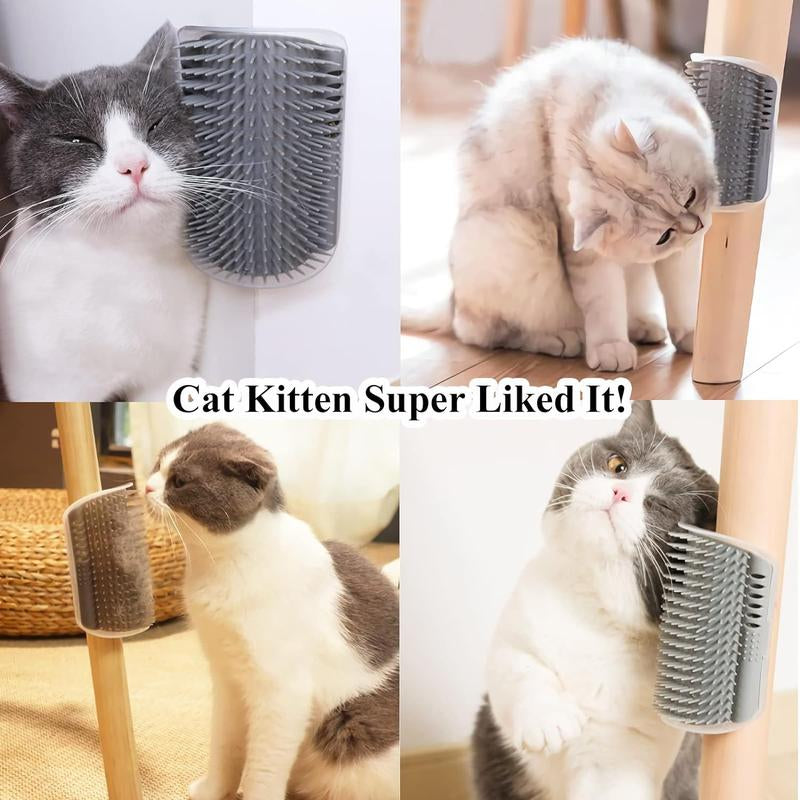 Cat Corner Self Groomer 2-Pack with Catnip, Wall-Mounted Grooming Brush for Dogs and Cats, Gentle Massage, High-Quality Plastic Fur Removal