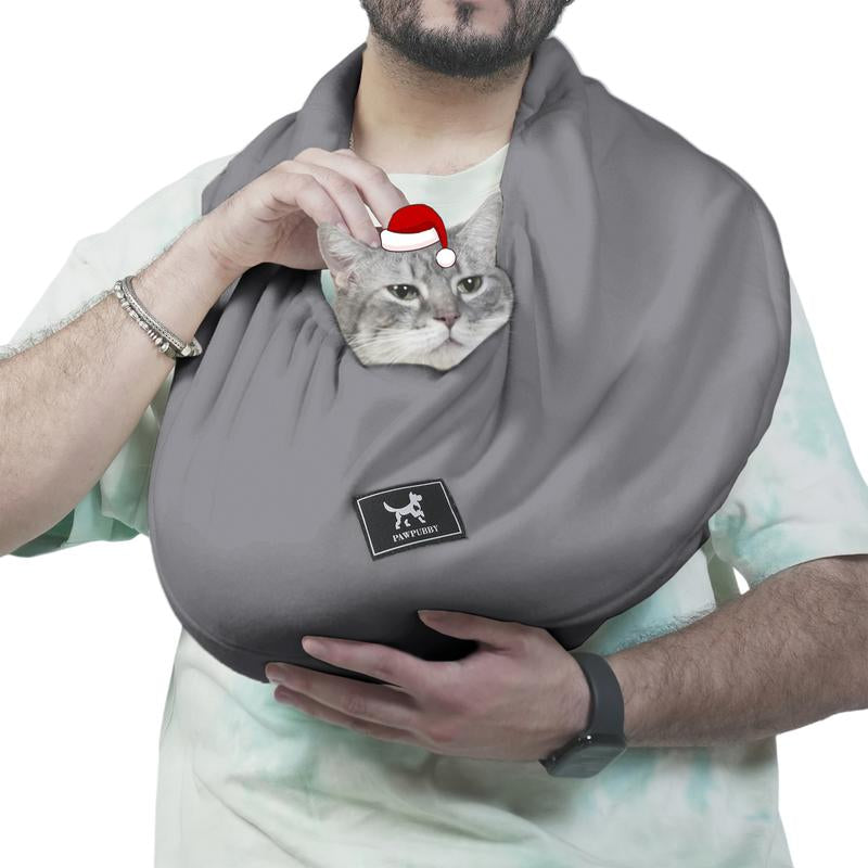 PAWPUBBY Cuddler Cat Sling Carrier for Pets – Soft Fleece Fabric, Fits Pets up to 25Lb, Cozy & Secure for Home Harness Collars Breathable Seat Covers