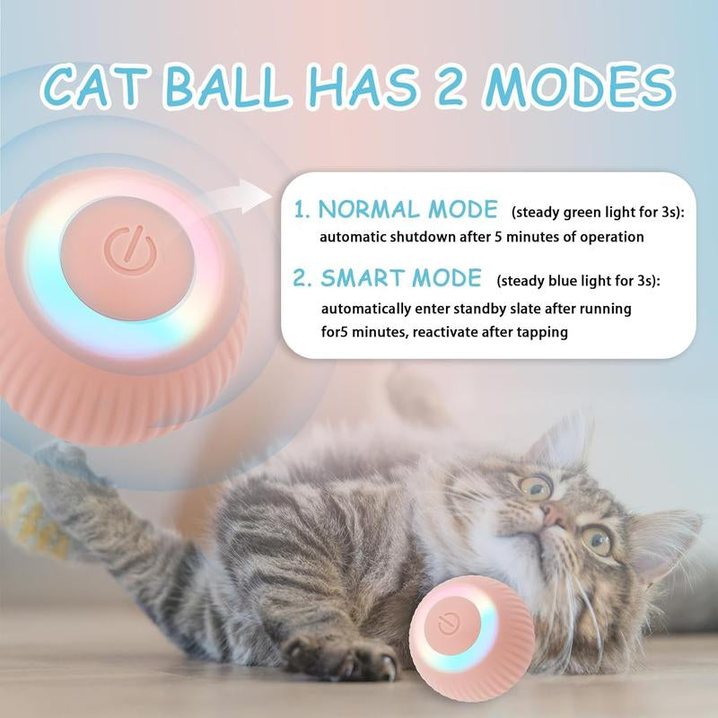 Four Angels-Smart Interactive Cat Ball Toy, Automatic Rolling Ball for Indoor Cats Self Play, Power Ball Cat Toy with LED Light Automatic Cat--Mggq