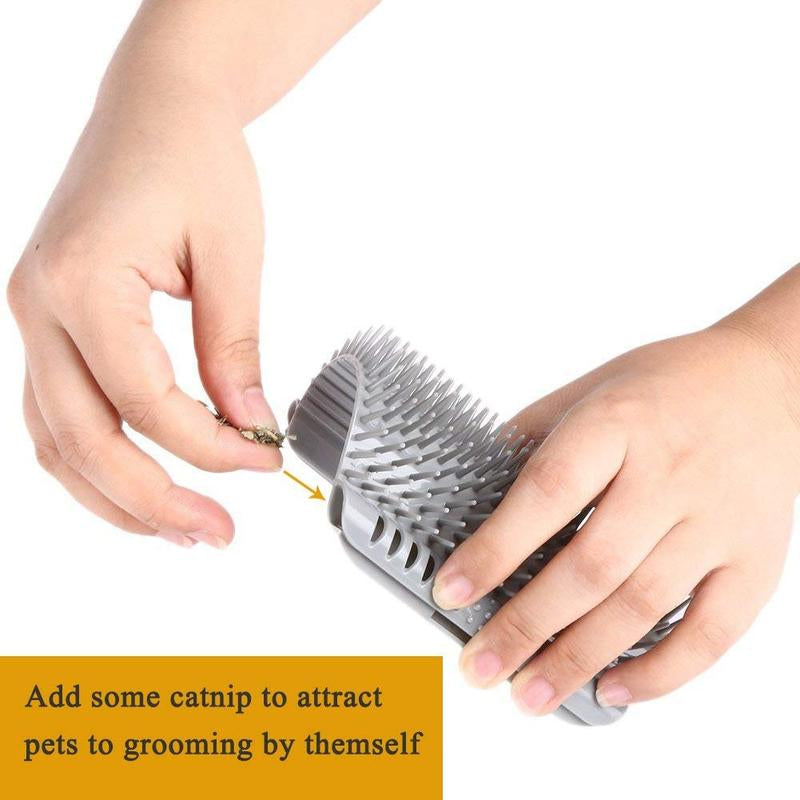Cat Corner Self Groomer 2-Pack with Catnip, Wall-Mounted Grooming Brush for Dogs and Cats, Gentle Massage, High-Quality Plastic Fur Removal