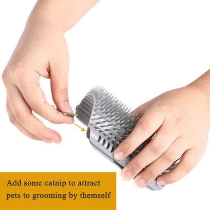 Cat Corner Self Groomer 2-Pack with Catnip, Wall-Mounted Grooming Brush for Dogs and Cats, Gentle Massage, High-Quality Plastic Fur Removal