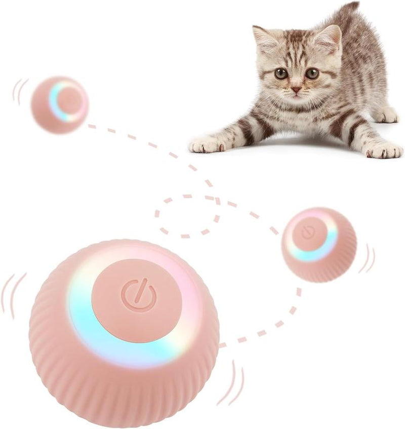 Four Angels-Smart Interactive Cat Ball Toy, Automatic Rolling Ball for Indoor Cats Self Play, Power Ball Cat Toy with LED Light Automatic Cat--Mggq