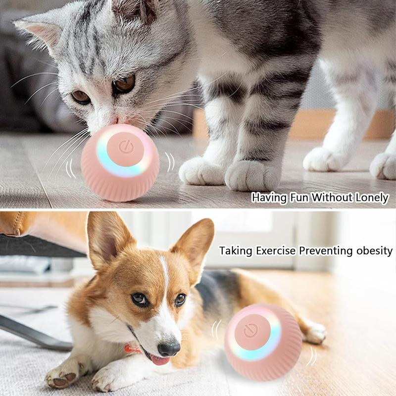 Four Angels-Smart Interactive Cat Ball Toy, Automatic Rolling Ball for Indoor Cats Self Play, Power Ball Cat Toy with LED Light Automatic Cat--Mggq
