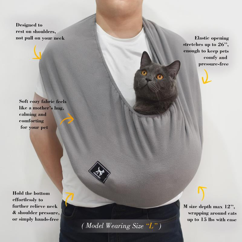 PAWPUBBY Cuddler Cat Sling Carrier for Pets – Soft Fleece Fabric, Fits Pets up to 25Lb, Cozy & Secure for Home Harness Collars Breathable Seat Covers
