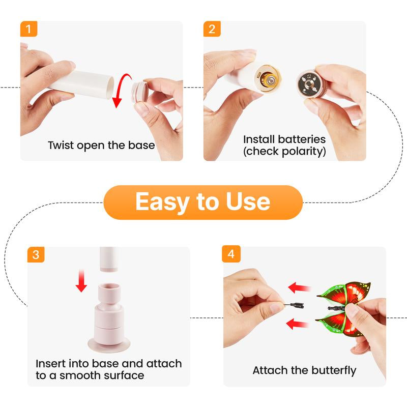 Potaroma Spinning Butterfly Cat Toy Wand – Electric Interactive Cat Teaser with Suction Cup Self-Play & Handheld Mode for Indoor Kittens, Durable Automatic Play Toy