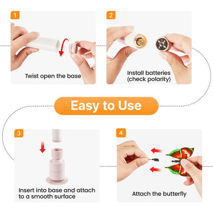 Potaroma Spinning Butterfly Cat Toy Wand – Electric Interactive Cat Teaser with Suction Cup Self-Play & Handheld Mode for Indoor Kittens, Durable Automatic Play Toy