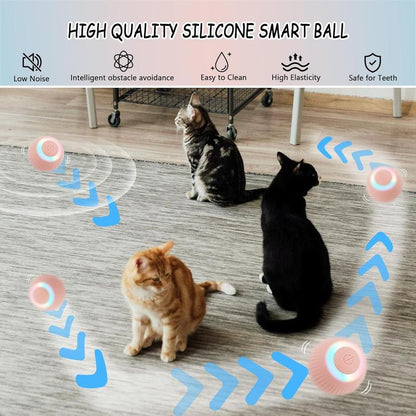 Four Angels-Smart Interactive Cat Ball Toy, Automatic Rolling Ball for Indoor Cats Self Play, Power Ball Cat Toy with LED Light Automatic Cat--Mggq
