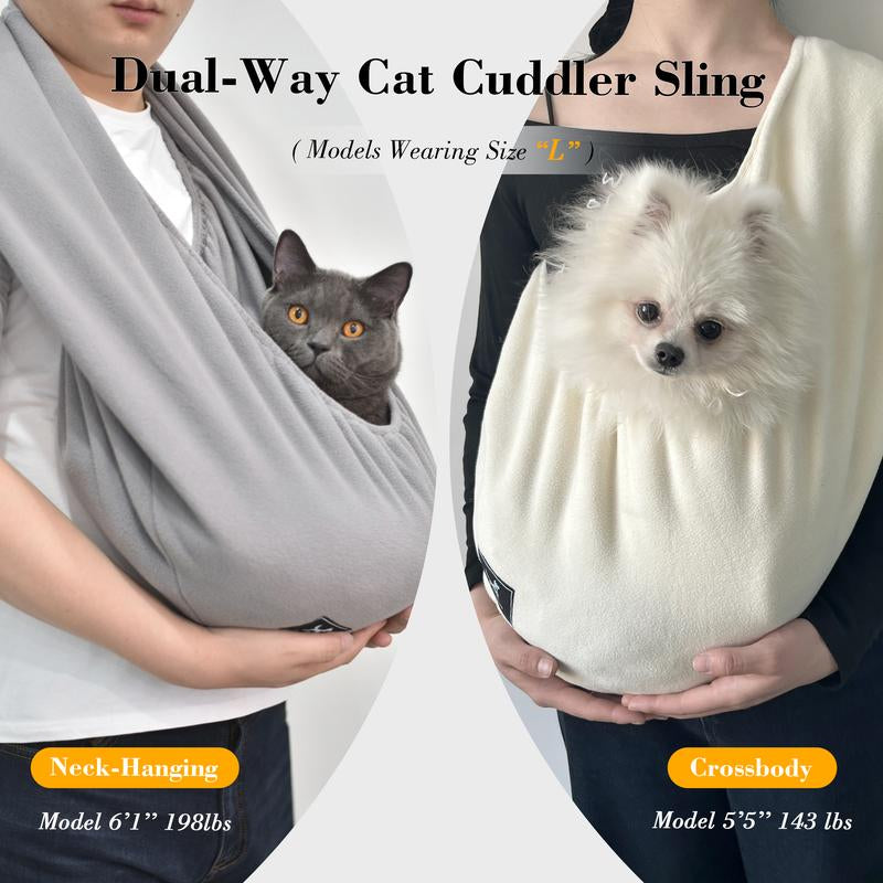 PAWPUBBY Cuddler Cat Sling Carrier for Pets – Soft Fleece Fabric, Fits Pets up to 25Lb, Cozy & Secure for Home Harness Collars Breathable Seat Covers