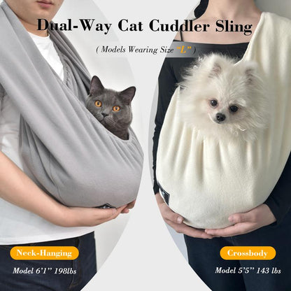 PAWPUBBY Cuddler Cat Sling Carrier for Pets – Soft Fleece Fabric, Fits Pets up to 25Lb, Cozy & Secure for Home Harness Collars Breathable Seat Covers
