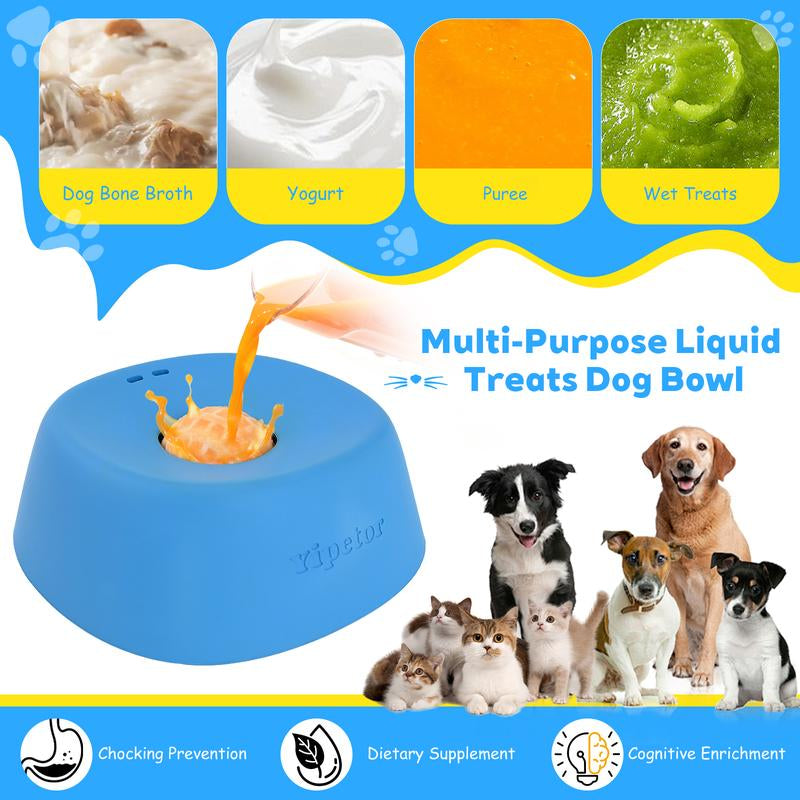 Yipetor Slow Feeder Dog Bowls for Liquid Treat, [Built-In Rolling Ball] No Spill Bone Broth Dog Licking Bowl, Multi-Purpose Puppy Yogurt Feeder Bowl for All Breeds Dietary Supplement/Post-Op Nutrition