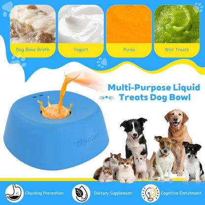 Yipetor Slow Feeder Dog Bowls for Liquid Treat, [Built-In Rolling Ball] No Spill Bone Broth Dog Licking Bowl, Multi-Purpose Puppy Yogurt Feeder Bowl for All Breeds Dietary Supplement/Post-Op Nutrition