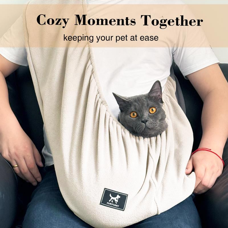 PAWPUBBY Cuddler Cat Sling Carrier for Pets – Soft Fleece Fabric, Fits Pets up to 25Lb, Cozy & Secure for Home Harness Collars Breathable Seat Covers
