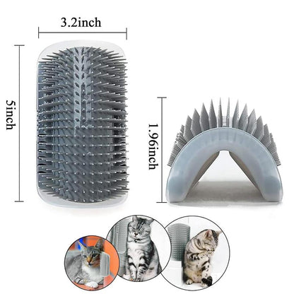 Cat Corner Self Groomer 2-Pack with Catnip, Wall-Mounted Grooming Brush for Dogs and Cats, Gentle Massage, High-Quality Plastic Fur Removal
