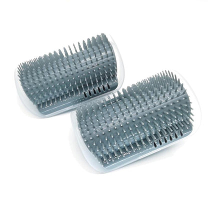 Cat Corner Self Groomer 2-Pack with Catnip, Wall-Mounted Grooming Brush for Dogs and Cats, Gentle Massage, High-Quality Plastic Fur Removal